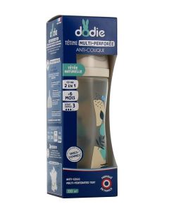 DODIE Biberon Multi Perfore Tetine Debit 3 Rose +6mois 330ml
